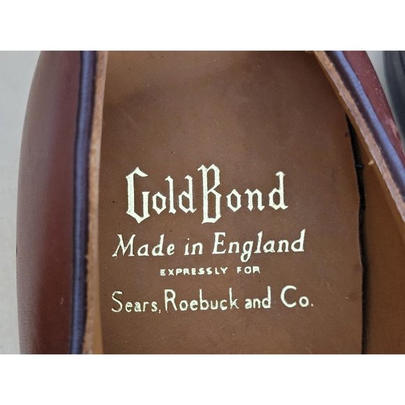 Vintage Golf Shoes England 50s 60s Brown Leather Gold Bond Sears Roebuck main image 14